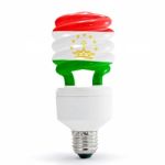 Flag Of Tajikistan On Bulb Stock Photo