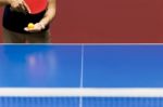 Sport Player Serving Table Tennis Competition Game Stock Photo