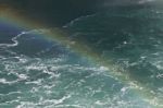 Beautiful Picture With The Water Near Amazing Niagara Falls With A Rainbow Stock Photo