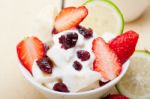 Fruit And Yogurt Salad Healthy Breakfast Stock Photo