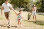 Family In Park Stock Photo