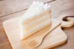 Coconut Sponge Cake With Whipped Cream Stock Photo