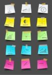 Post It Note Paper With Drawing Business Plan Stock Photo