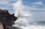 Massive Wave Hitting The Rocky Shore In Tenerife Stock Photo