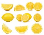 Collection Of Lemon Isolated On White Background Stock Photo