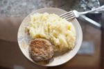 Meat Pattie With Potato Puree Stock Photo