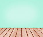 Wood Floor And Blue Green Wall Background Stock Photo