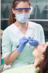 Professional Dental Brushing Stock Photo