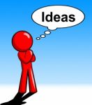 Ideas Character Represents Think About It And Innovations Stock Photo