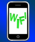 Wifi On Phone Shows Internet Hotspot Wi-fi Access Or Connection Stock Photo