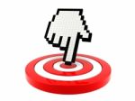 Mouse Cursor Pointing At Target Stock Photo