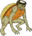 Kappa Monster Crouching Drawing Stock Photo