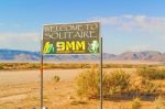 Solitaire Welcome Sign In Namibia Stock Photo