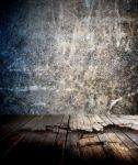 Empty Room With Broken Wooden Floor Stock Photo