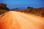 Country Road With The Blue Sky Stock Photo