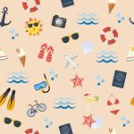 Seamless Summer Flat Pattern Stock Photo