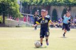 Bangkok, Thailand - Nov 2016: In The Nov 23, 2016. Youth Soccer Match, In Pieamsuwan Elementary School Stock Photo