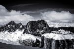 View From Sass Pordoi In The Upper Part Of Val Di Fassa Stock Photo