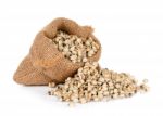 Millet Rice , Millet Grains Wiht Sack Isolated Stock Photo