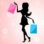 Shopping Woman Means Commercial Activity And Buying Stock Photo