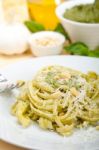 Italian Traditional Basil Pesto Pasta Ingredients Stock Photo