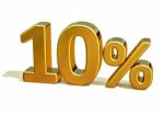 3d Gold 10 Ten Percent Discount Sign Stock Photo