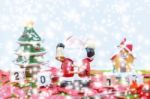 Merry Christmas And Happy New Year Background  And Number 2017 Text Stock Photo