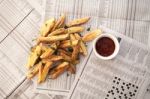 Fries French Ketchup Herb Still Life Stock Photo