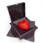 Heart Gift Indicates Valentine Day And Affection Stock Photo