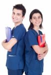 Doctors Team Holding Folders Stock Photo