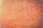 Curve Brown Brick Wall Perspective For  Background Stock Photo