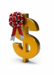 Ribbon Bow On Dollar Sign Stock Photo