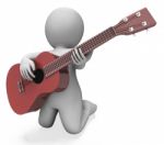 Guitarist Character Shows Acoustic Guitar Music And Performance Stock Photo