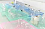 Science Laboratory Test Tubes , Laboratory Equipment Stock Photo