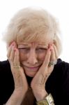 Crying Old Lady Stock Photo