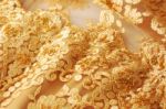 Gold Evening Dress Closeup Stock Photo