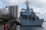 Cardiff Uk March 2014 - Hms Enterprises Docks At Cardiff Stock Photo