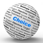 Choice Sphere Definition Shows Confusion Or Dilemma Stock Photo