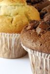 Chocolate And Blueberry Muffins Stock Photo