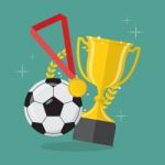 Soccer Ball With Achievement Awards Stock Photo