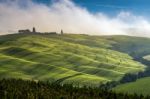 Pienza, Tuscany/italy - May 22 : Mist Rolling Through Val D'orci Stock Photo