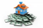 House With Money Stock Photo