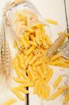 Italian Pasta Penne With Wheat Stock Photo