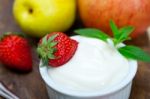 Fruits And Yogurt Stock Photo