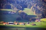 Sunny October Day In Austria. Autumn In Alps Stock Photo