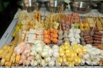 Meat Displaying In Stall Stock Photo