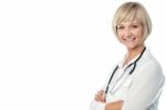 Confident Female Doctor With Stethoscope Stock Photo