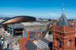 Cardiff/uk - August 27 : View Of The Skyline In Cardiff On Augus Stock Photo