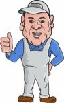 Oven Cleaner Technician Thumbs Up Cartoon Stock Photo