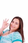 Woman Giving Ok Hand Sign Stock Photo